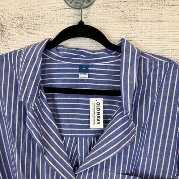 Old Navy Plus Size Blue & White Stripe 2 Piece Shorts Pajama Set Size 4X - Picture 3 of 11